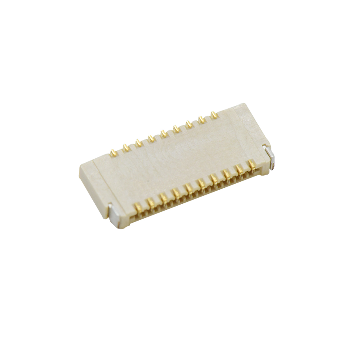 Pitch 0.30mm H1.0mm双排卧贴后掀盖双面接 FPC 19pin 本色 镀全金G/F